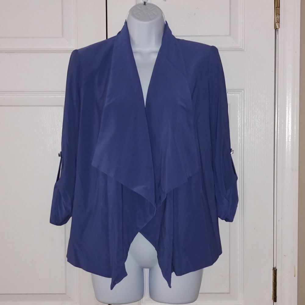 Calvin Klein Sap Sapphire open front blazer cardigan Sz SP Small Petite NWT